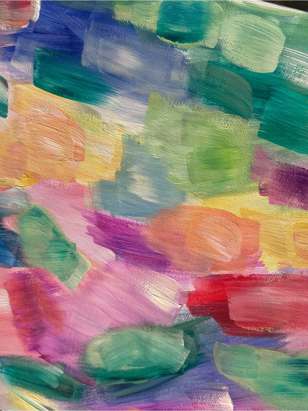 Original Colorful Abstract Painting Modern Pastel Artwork 12x12 Canvas Panel - Picture 6 of 6